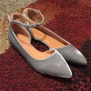 Gray Flats with Ankle Strap
